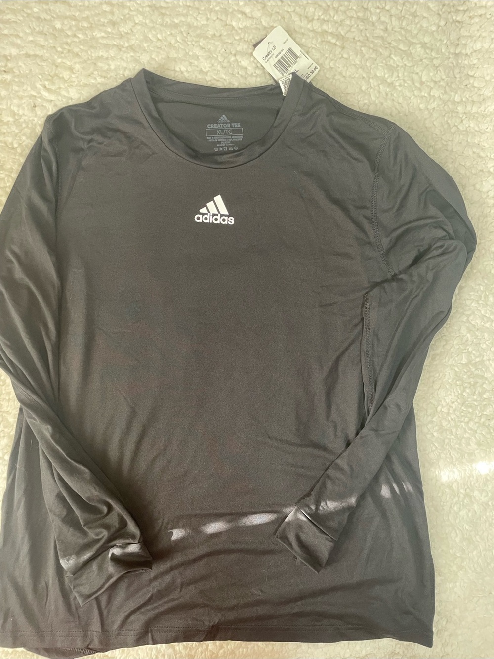 adidas Black Long-Sleeve Performance Tee with White Logo